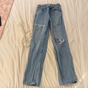 PacSun Light Blue Distressed Straight Leg Jeans